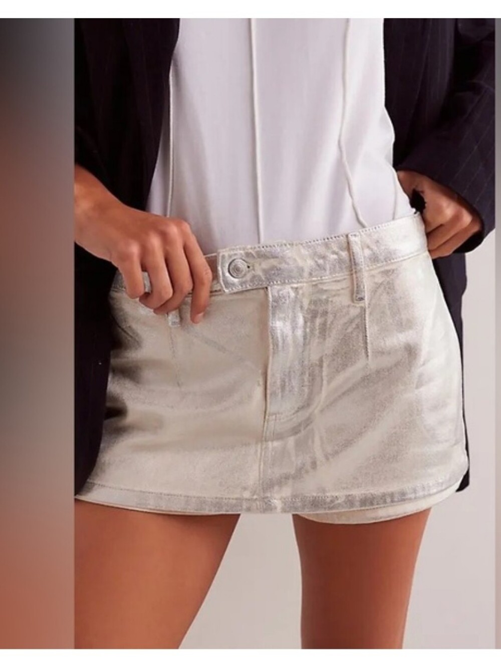 Free People We The Free Galivanting Metallic Skort In Mirrorball Size 31